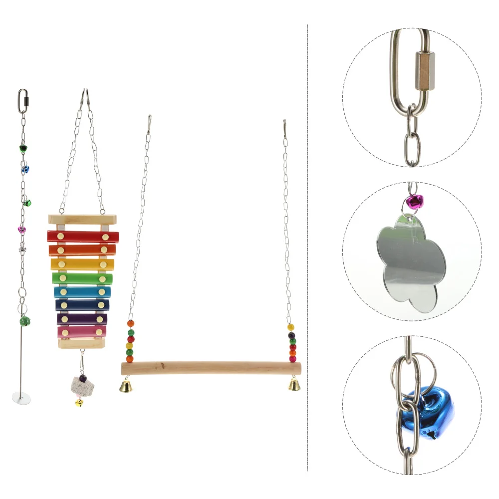 

Набор игрушек для птиц, 4 шт., креативный ксилофон с фруктовыми шампурами, качели для попугаев