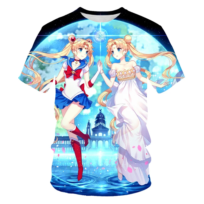 

New t-shirt men's summer round neck leisure animation beautiful girl's T-shirt women's street fashion Harajuku T-shirt 3D printi