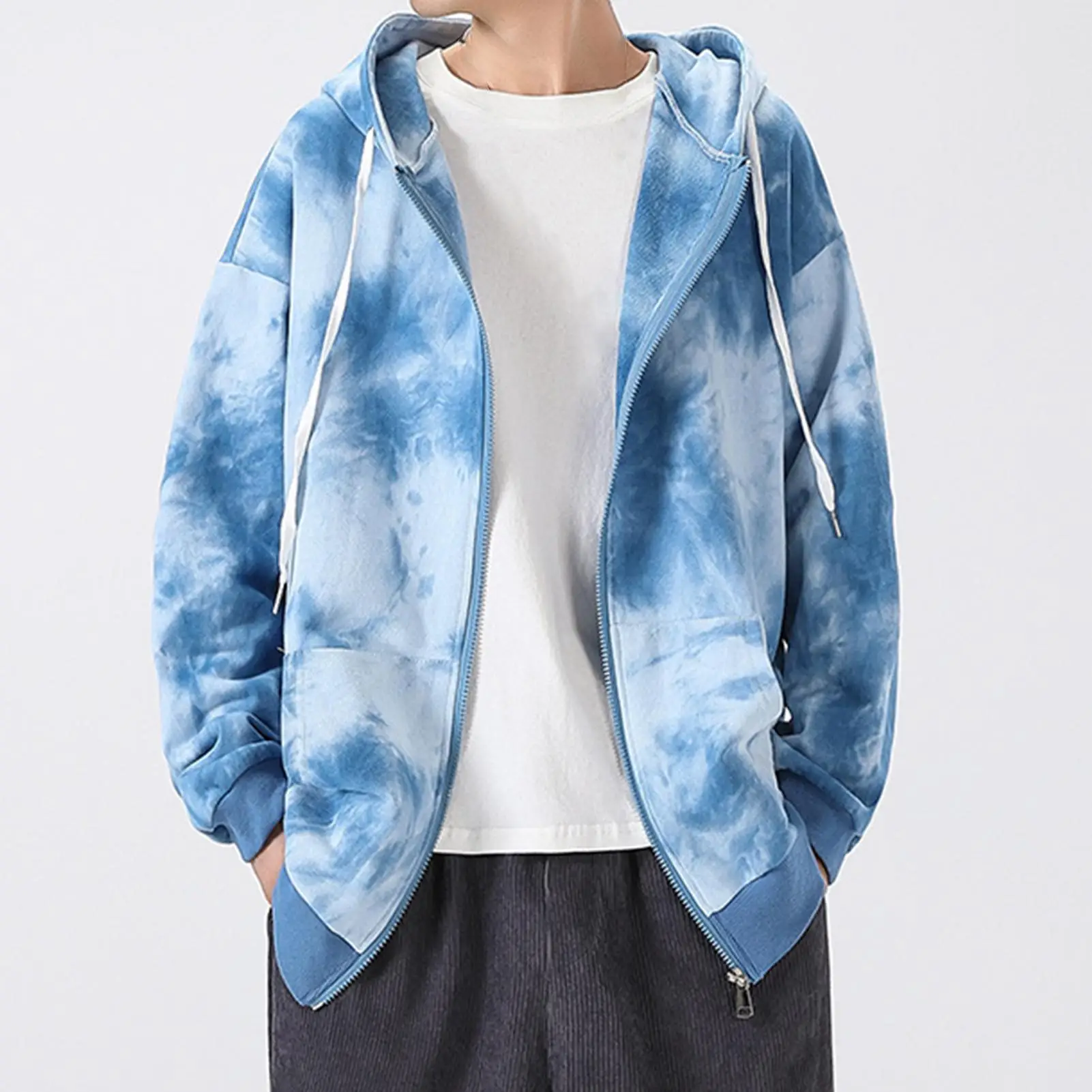

Fashion Men Women Long Sleeve Tie Dye Zip Closure Sweatshirt Hoodie Hooded Coat Hot Sale Plus Size Sweatshirts Tops Clothes