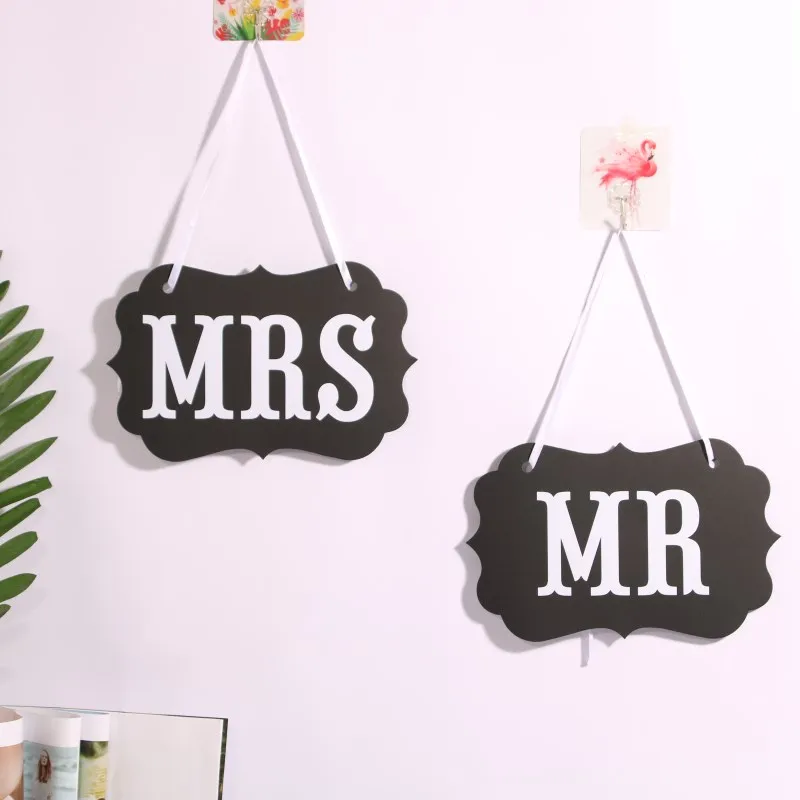 5 компл. DIY черный Mr Mrs бумажная доска + лента знак фото стенд реквизит свадебное