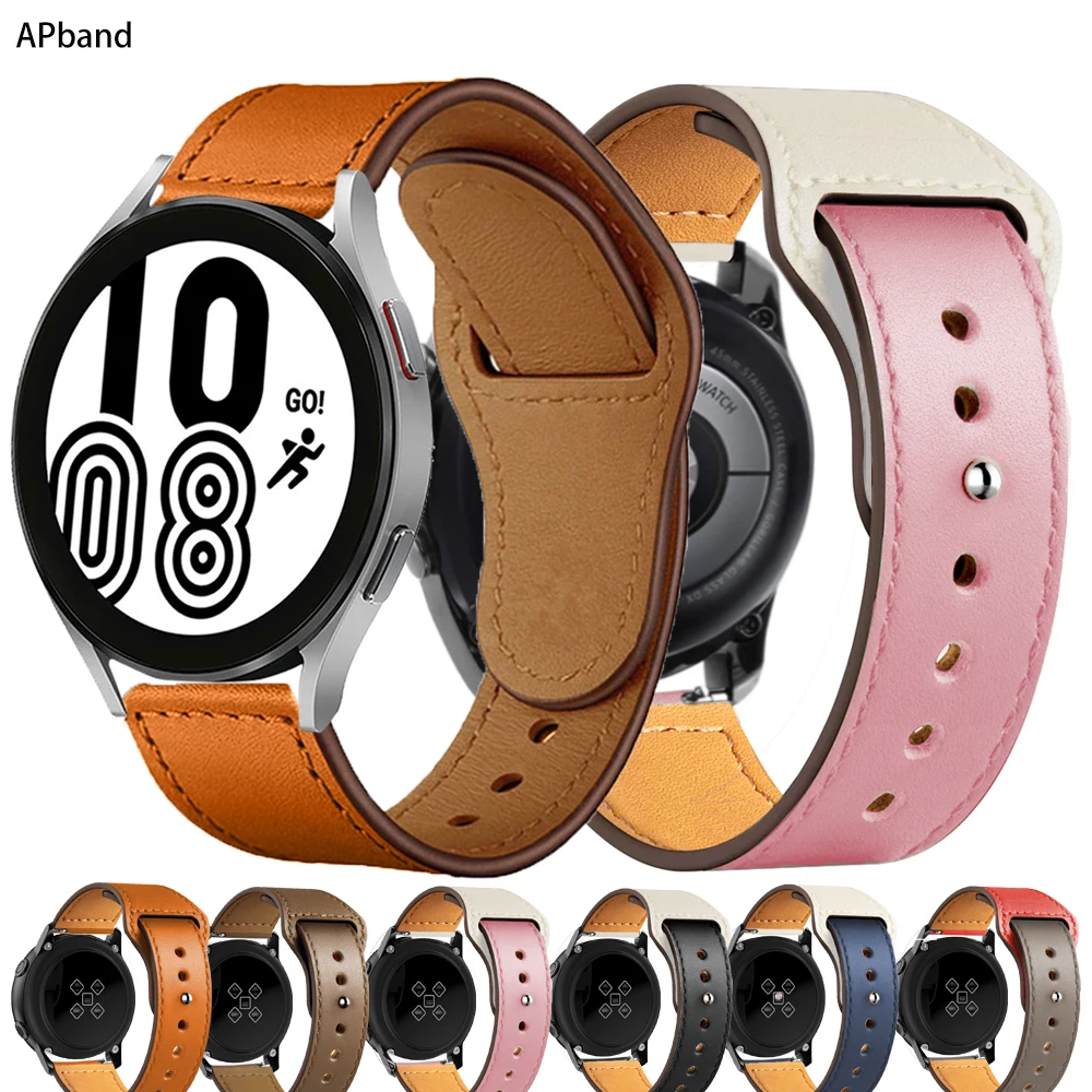 20mm 22mm Leather Band For Samsung Galaxy watch 4/Classic 44mm Active 2 strap bracelet Huawei GT/2/Pro Galaxy 3 45mm/42mm/46mm