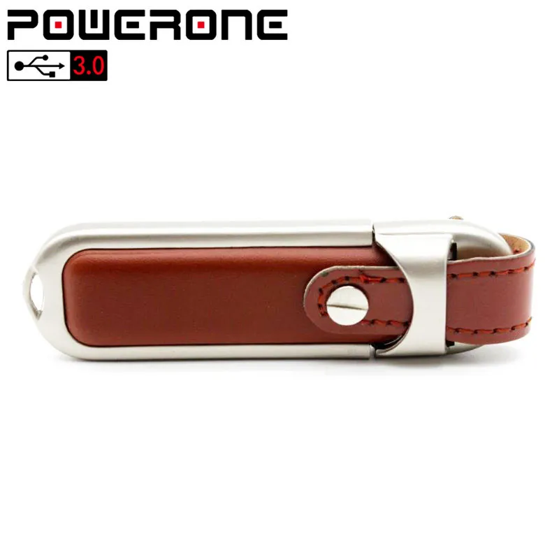POWERONE 100% новый металлический кожаный Флешка usb флэш накопитель 32 Гб 16 64 USB 3 0 карта