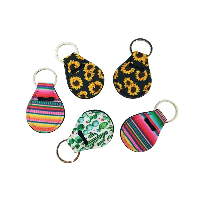 10pcs Coin Holder Chapstick Neoprene Keychain Unicorn Pattern Lip Palm Floral Print with Metal Ring | Дом и сад