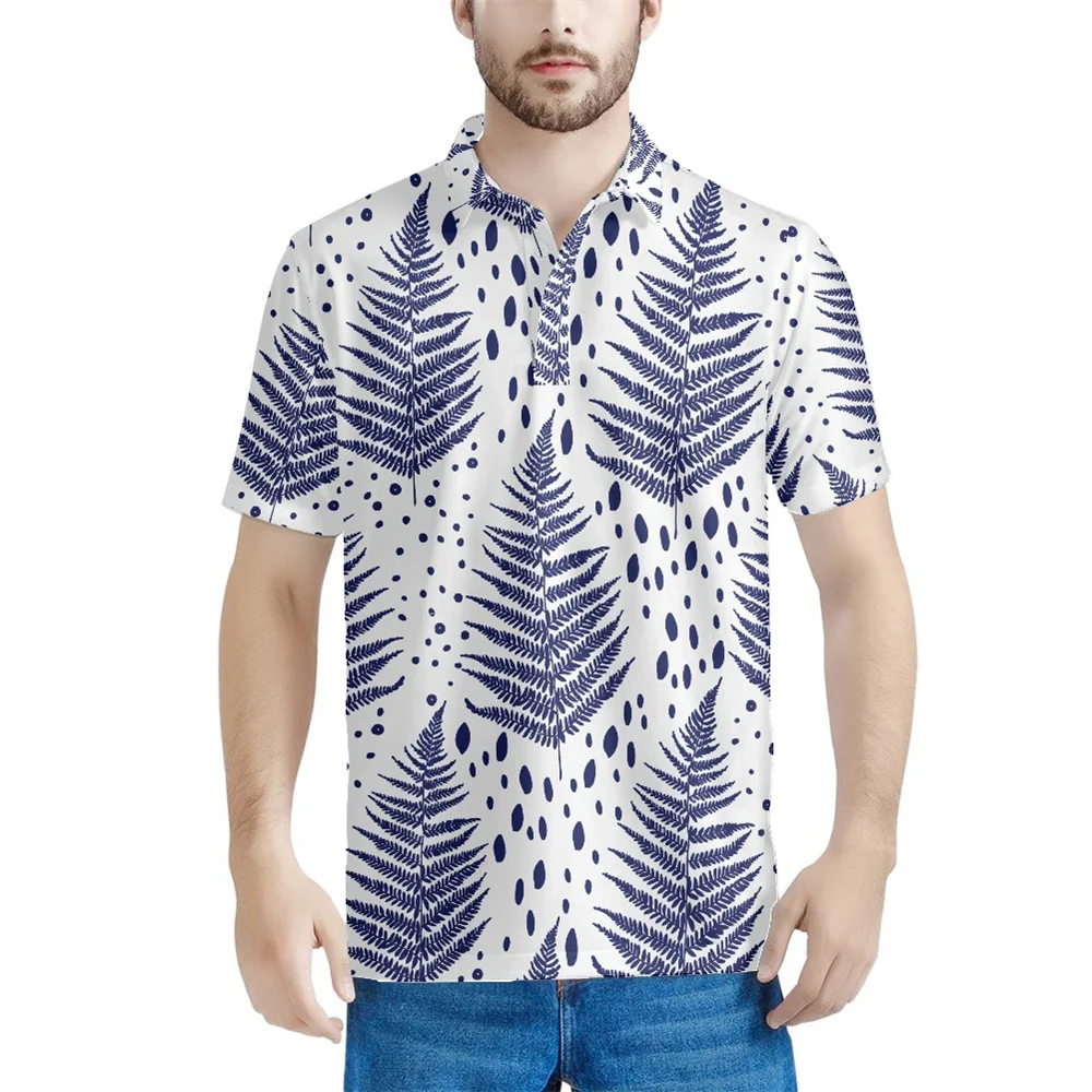 

Polo T-shirt Hawaii Monster Leaves Pattern Polo Shirts Men' Short Sleeve Plus Size Custom Design T Shirts For Men