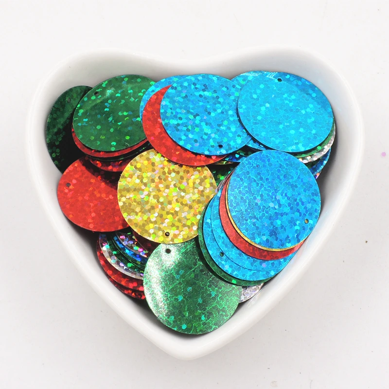 

25mm Laser With Color Sequins Flat Sheet Large Round Paillettes With 1 Side Hole DIY Garment Handmade Lentejuelas Accessories