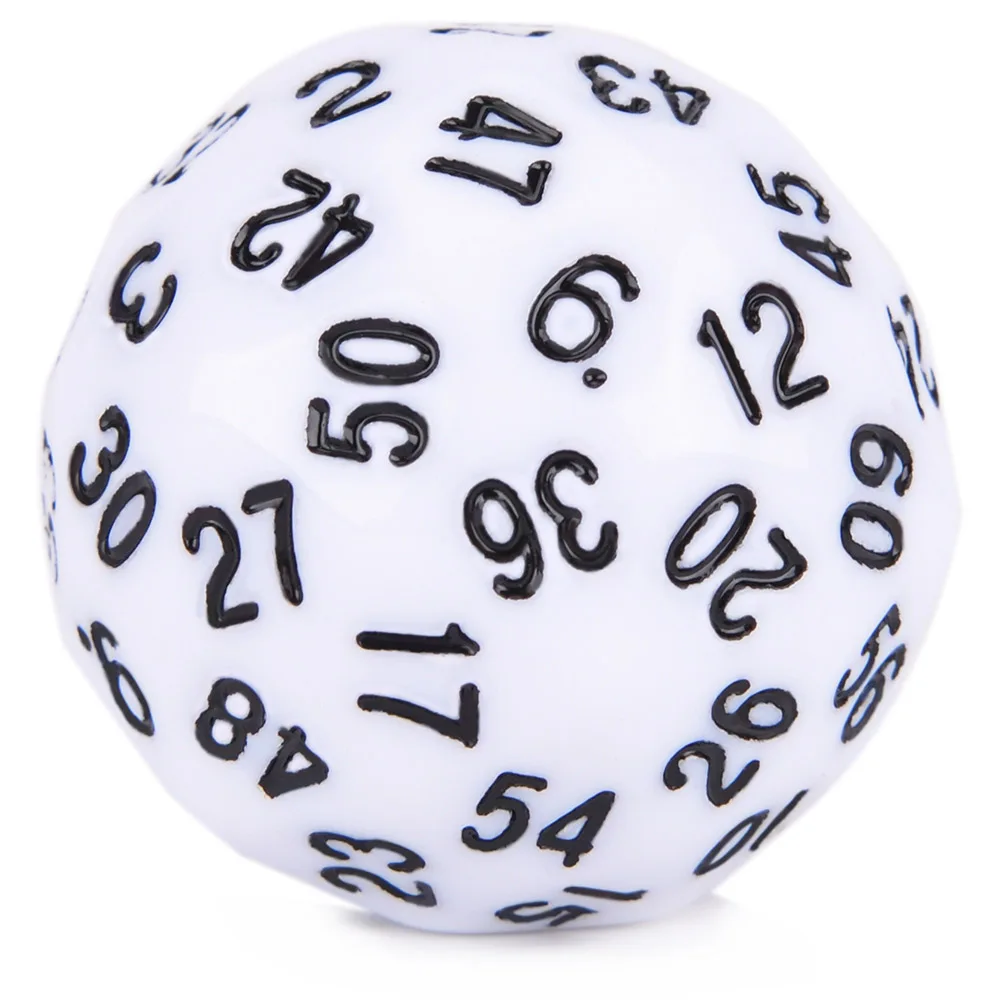 White w Black Ink Непрозрачные D60 двухсторонние многогранные кости для подземелья и драконов TTRPGs MTG и для изучения математики - Цвет: White w Black Ink
