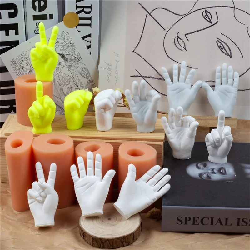 

Mini Silicone Hand Candle Mold Art Plaster Crafts 3D Three-Dimensional Aromatherapy Soft Candy Creative Soft DIY Hand Tool