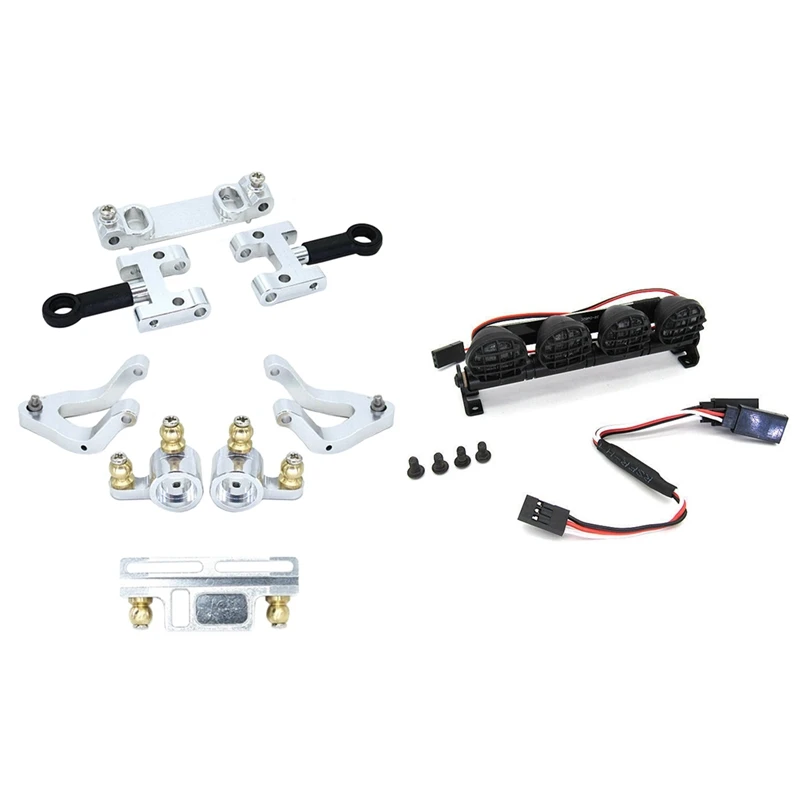 

2 Set RC Car Part: 1 Set Swing Arm Steering Cup Knuckle Set & 1 Set RC Car LED Roof Lights Bar With Conversion Cable