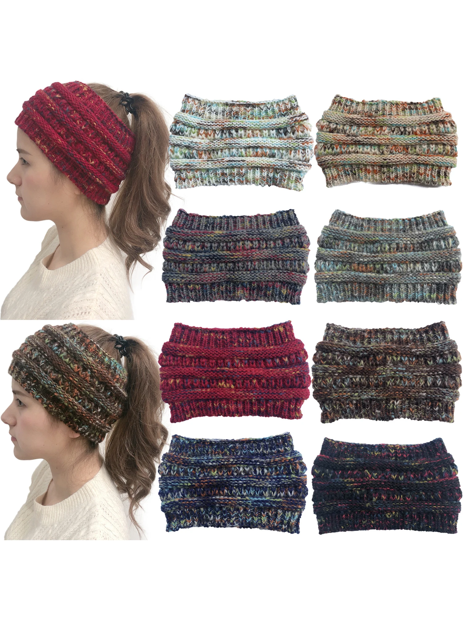 

Women's Winter Knitted Headband Fashion Color Dot Soft Crochet Turban Widened Ear Warmer