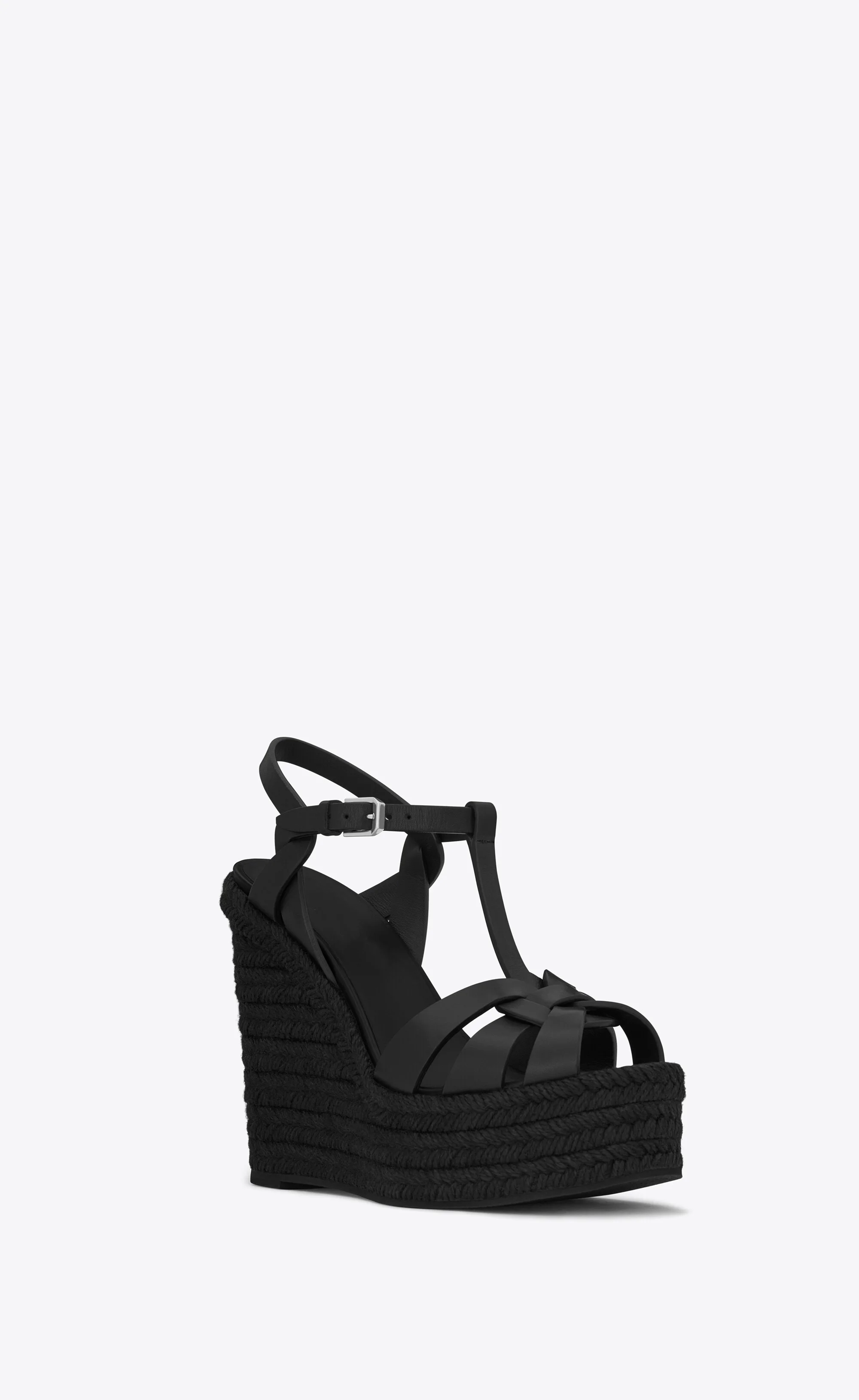 

Women Shoes Paris Tribute Espadrilles Wedge Sandals Black Genuine Leather