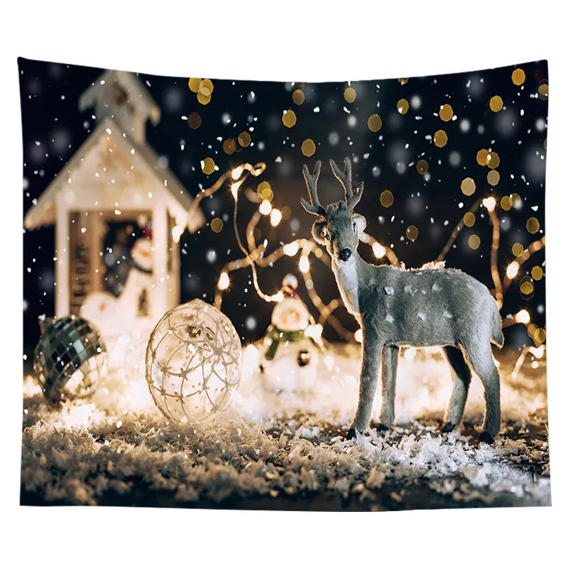 

Merry Christmas and Happy New Year Tapestry Jingle Bell Wall Hanging Blanket Xmas Party Accessories Living Room Background Decor