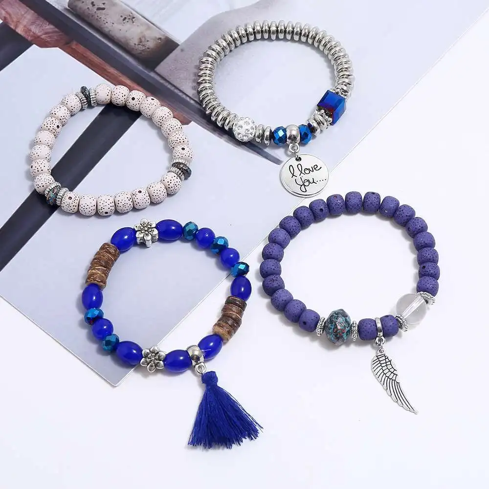 Лидер продаж 2019 модный браслет с бусинами из натурального вулканического камня