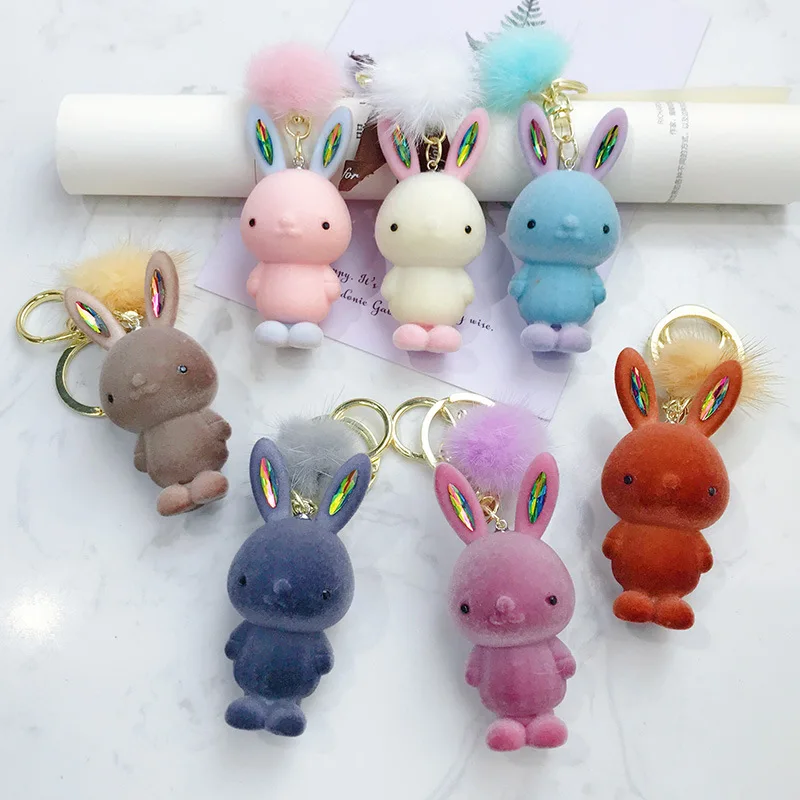 Fashion Cute Long-eared Rabbit Key Chain for Women Cartoon Animals Bag Pendant b Keychain Accessories Gifts | Украшения и