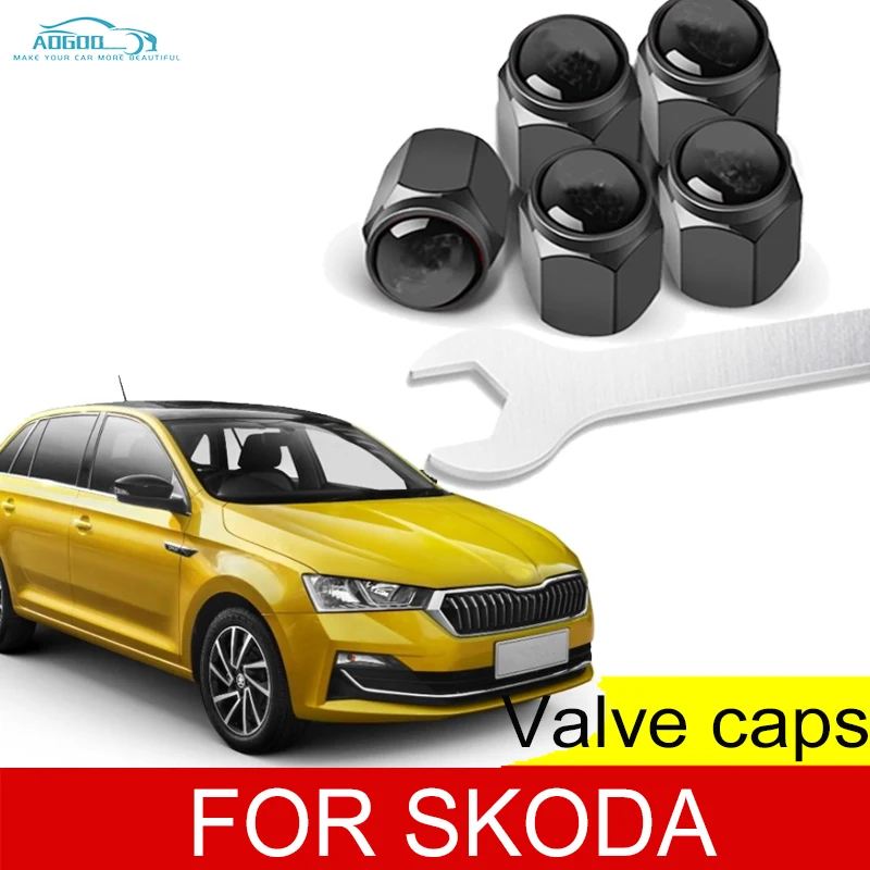 

Car Wheel Tire Air Valve Caps Stem Cover With Brand For SKODA Octavia Fabia Superb Papid Yeti Karoq Kodiaq GT Car Accessories