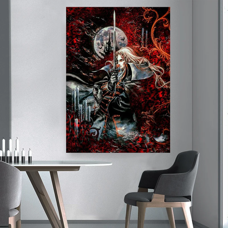 

Castlevania anime figure poster home living bedroom decoration wall art print high definition quality canvas picture frames