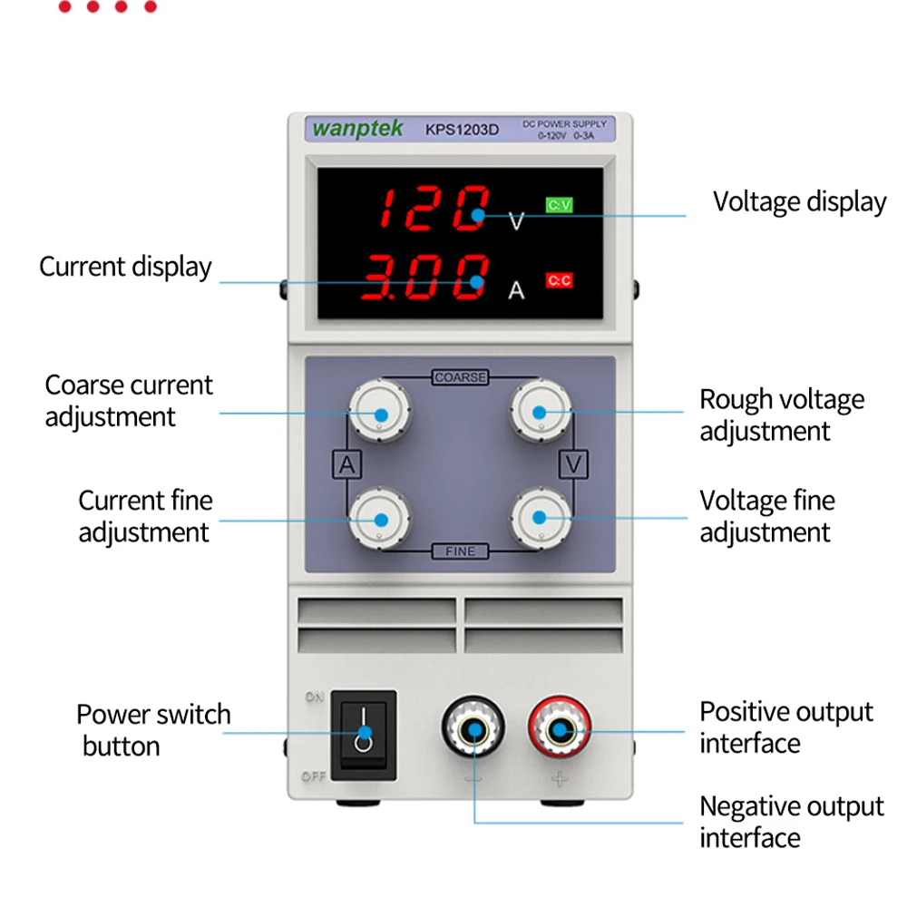 Регулируемый источник питания постоянного тока KPS1203D с двойным цифровым дисплеем