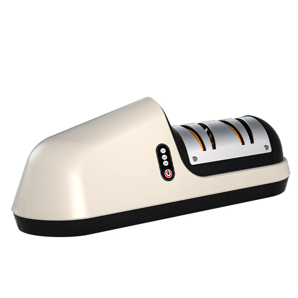 

Точилка электрическая из нержавеющей стали, универсальный кухонный инструмент с USB-зарядкой, для ресторана, 3 этапа, безопасный и простой в и...