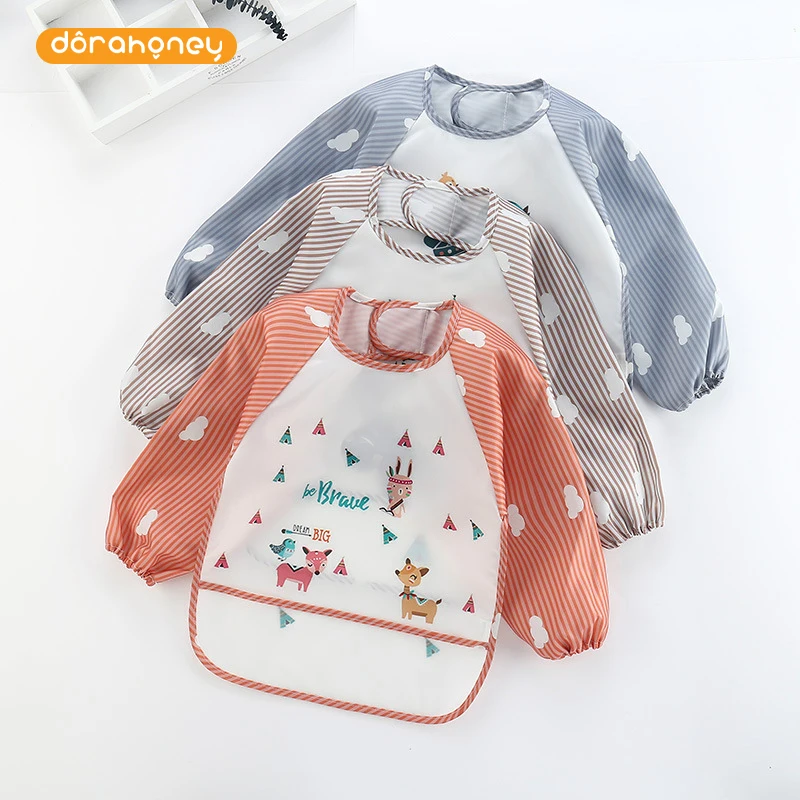 Детский водонепроницаемый фартук с длинным рукавом и милым рисунком |