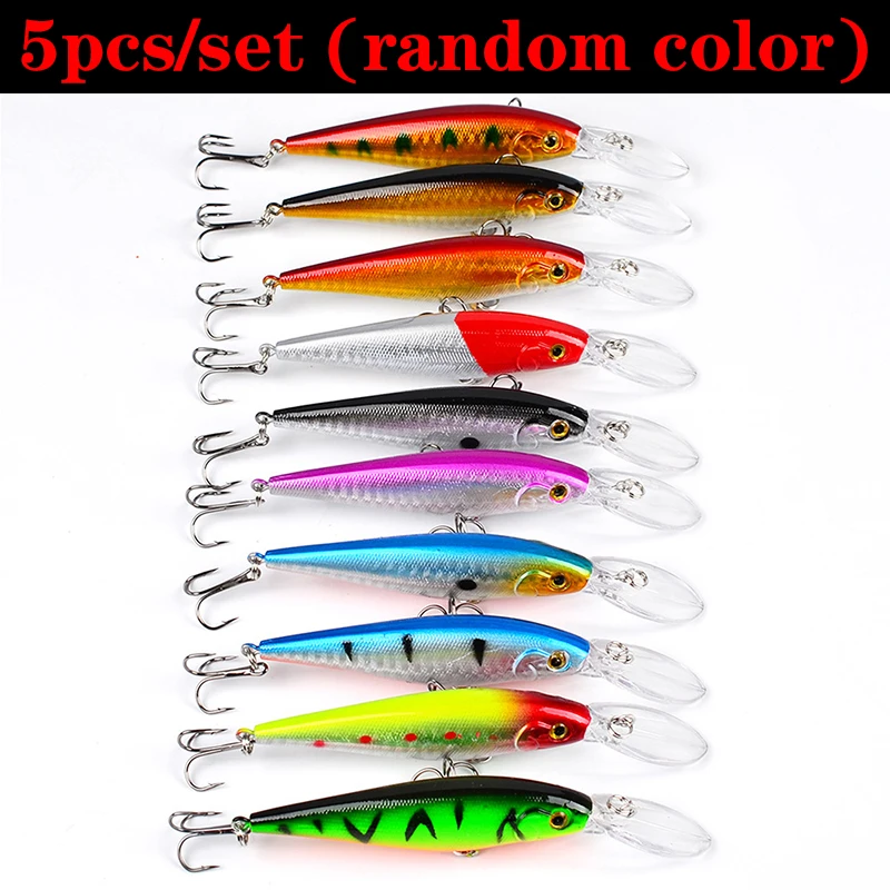 5pcs Random color 5 шт./компл. воблер типа Минноу смешанные Цвет рыболовные приманки комплект искусственный Жесткий реалистичные приманки воблер для ловли карпа рыболовные снасти Pesca - Цвет: 5pcs Random color