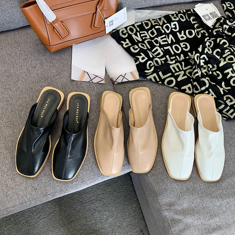 Женские летние тапочки женские мюли уличные однотонные Серебристые туфли на