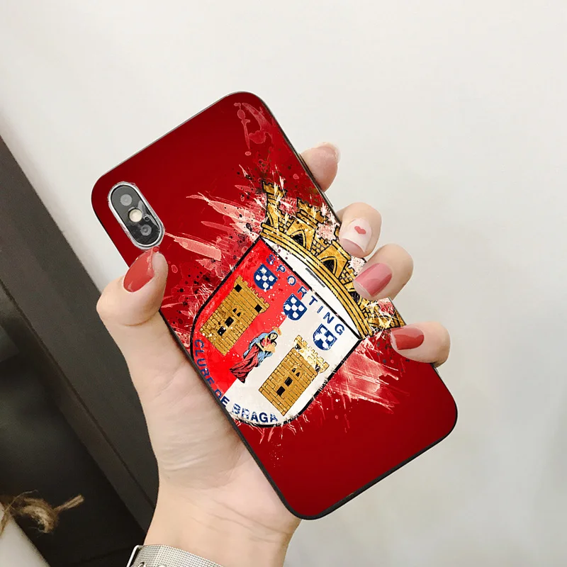 Чехол для телефона спорта Braga FC чехол Iphone DIY Рисунок черный мягкий из ТПУ X XR XS MAX 7 8