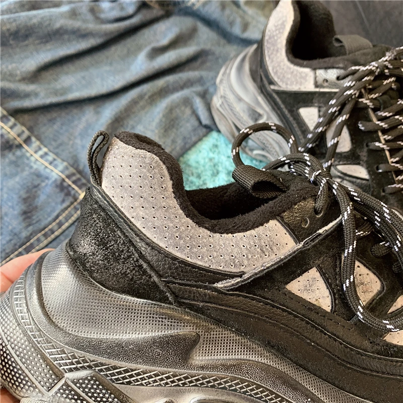 Брендовые винтажные кроссовки в стиле ретро на платформе Женская Осенняя