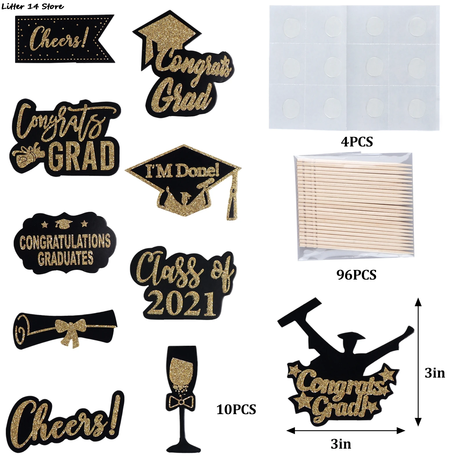 

Congrats Grad Cupcake Topper - Class Of 2021 Cake Topper Graduation Party Decorations 48Pcs