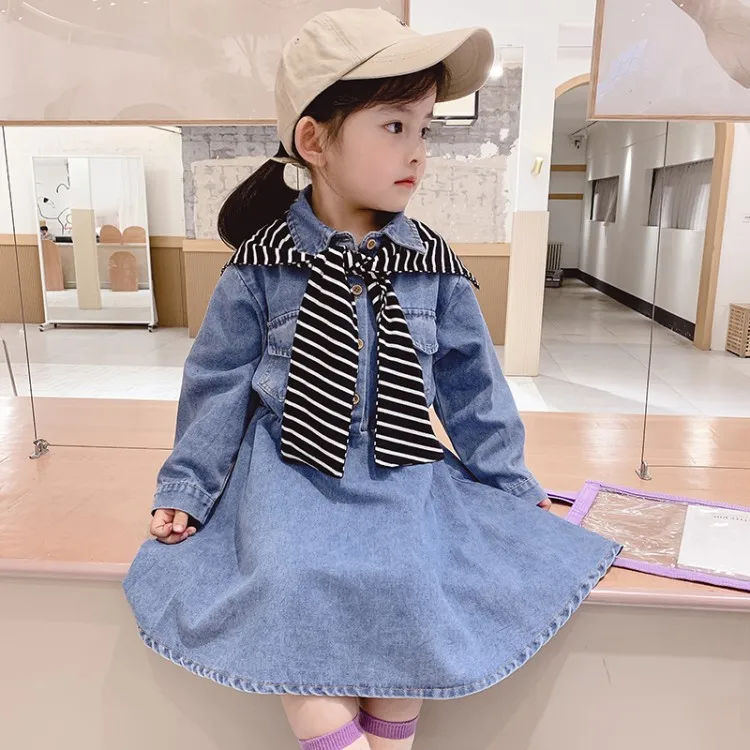 Детские джинсы принцессы для маленьких девочек повседневное мини-платье с