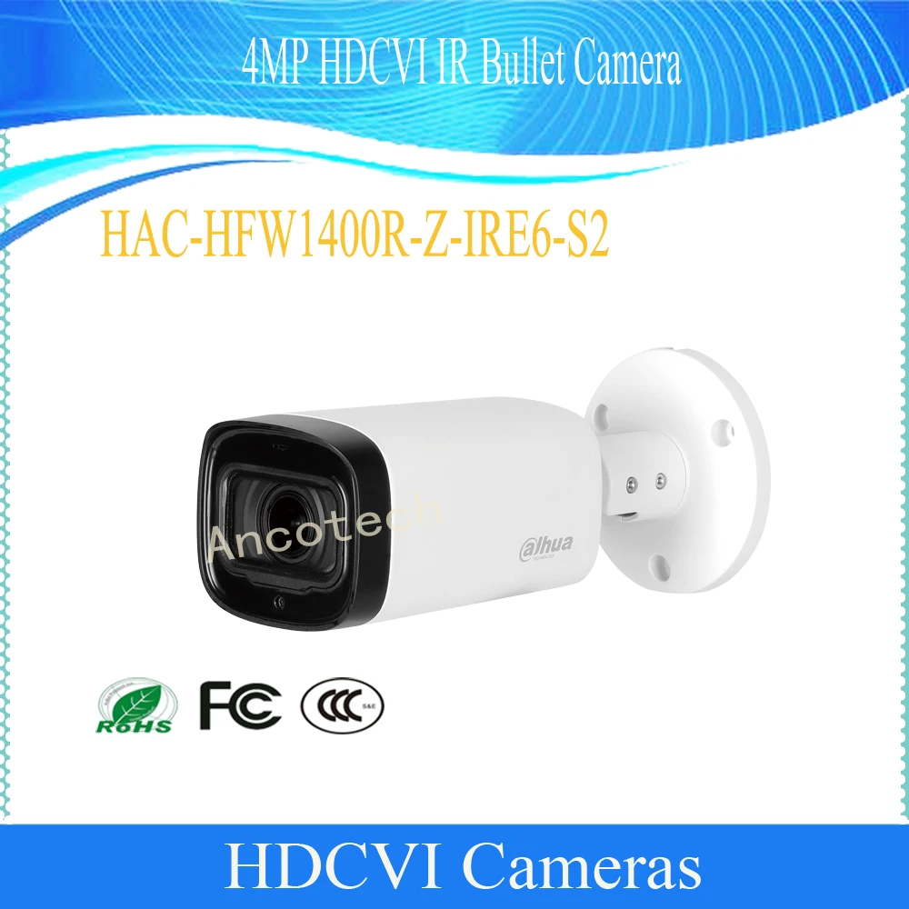 

Free Shipping Dahua Security Camera CCTV 4MP HDCVI IR Bullet Digital Video Camera IP67 DH-HAC-HFW1400R-Z-IRE6-S2