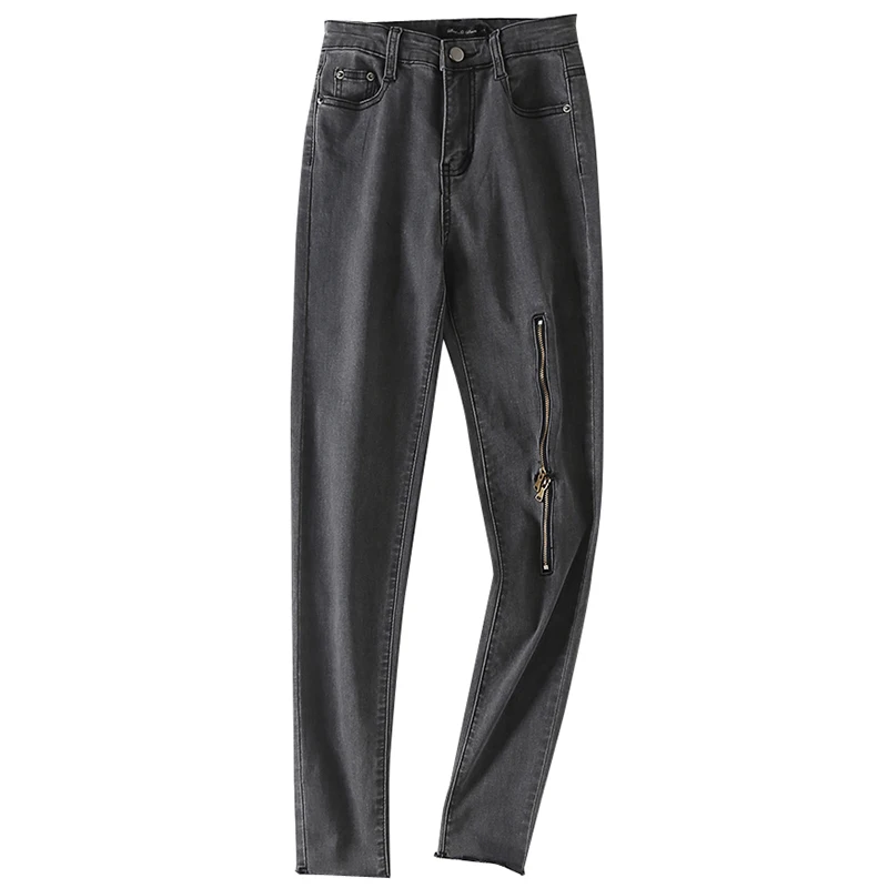 Новинка 2019 модная женская одежда джинсы на молнии облегающие колготки брюки