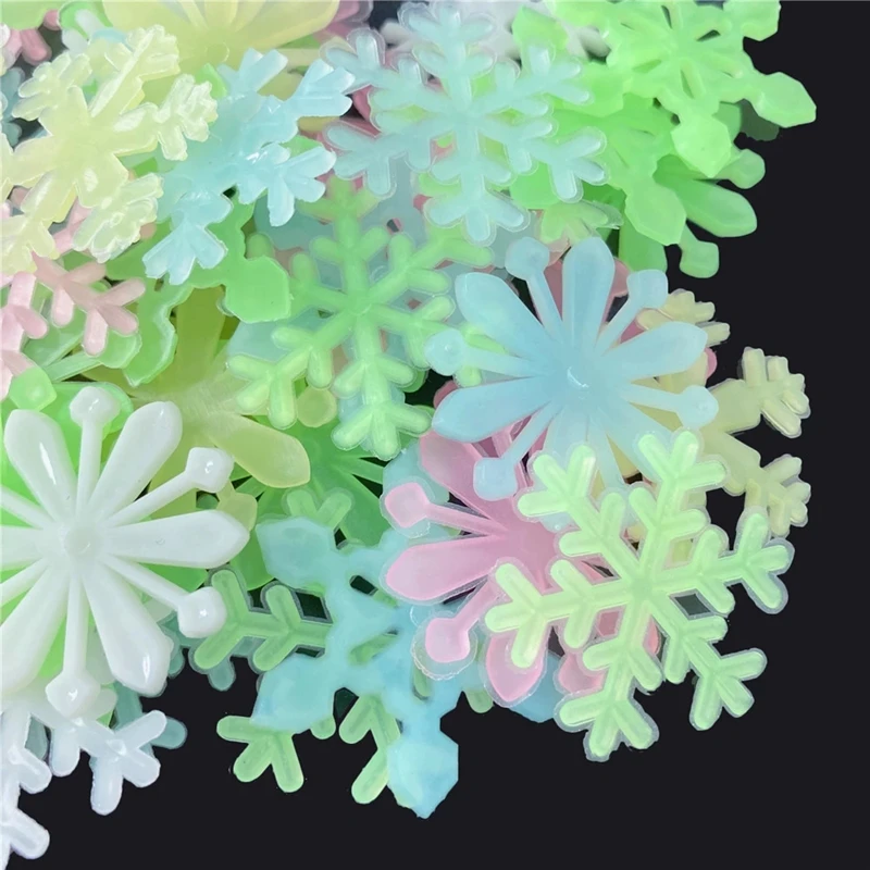 50PCS Colorful Snowflake Luminous Wall Stickers Glow In The Dark Decal  Kids Baby Rooms Bedroom Christmas Home Decor Decoration