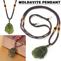 natural crystal green gem moldavite meteorite impact glass necklace pendant for fengshui home decor gift pendant
