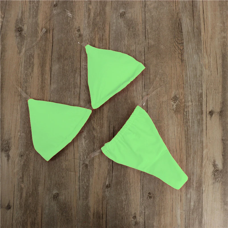 

2021 Summer Women Transparent Strap Halter Neck Solid Micro G-String Bikini Set Bra Thong Sexy Push up Swimwear Bathing Swimsuit