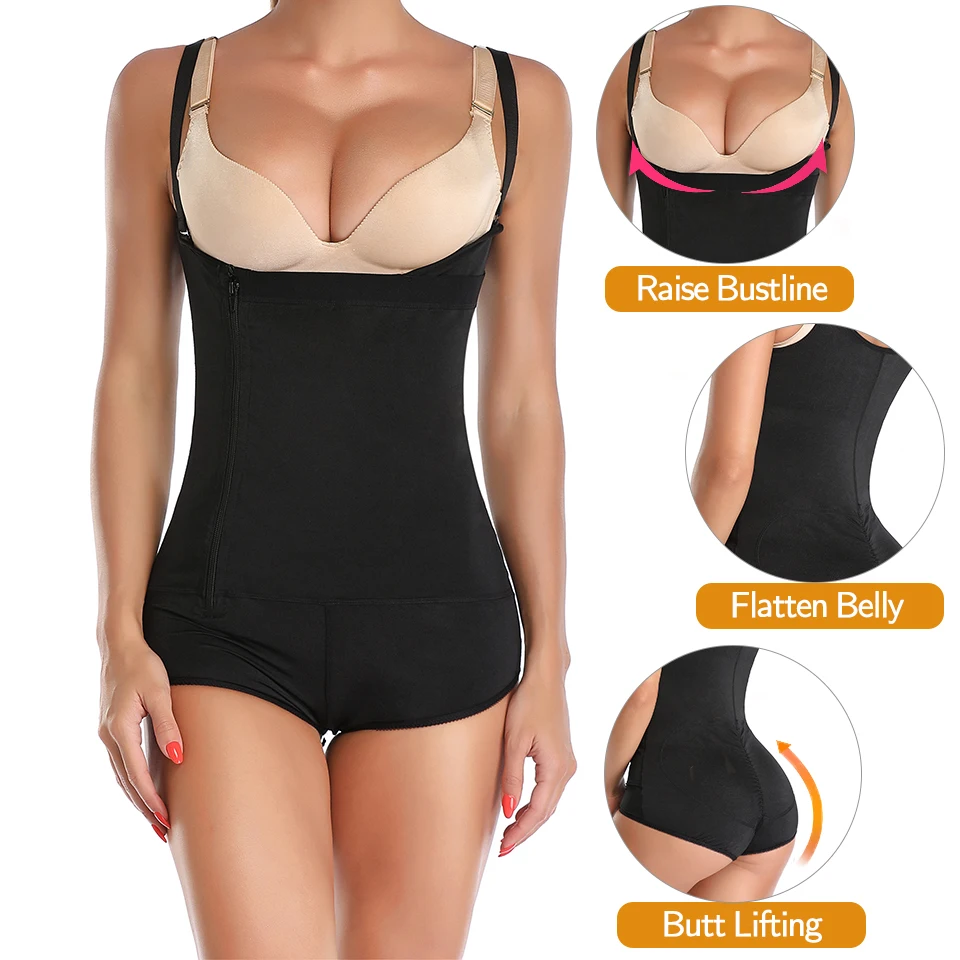 Shapewear for Women Tummy Control Fajas Colombianas Body Shaper for Women Zipper Open Bust Bodysuit Waist Trainer Slimming