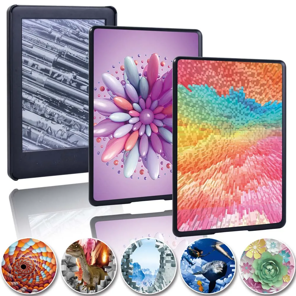 

New 3D Pattern Series Back Cover for Amazon Kindle Paperwhite 1/2/3/4/Kindle(2019/2016) Anti-drop Hard Tablet Case 6 Inch
