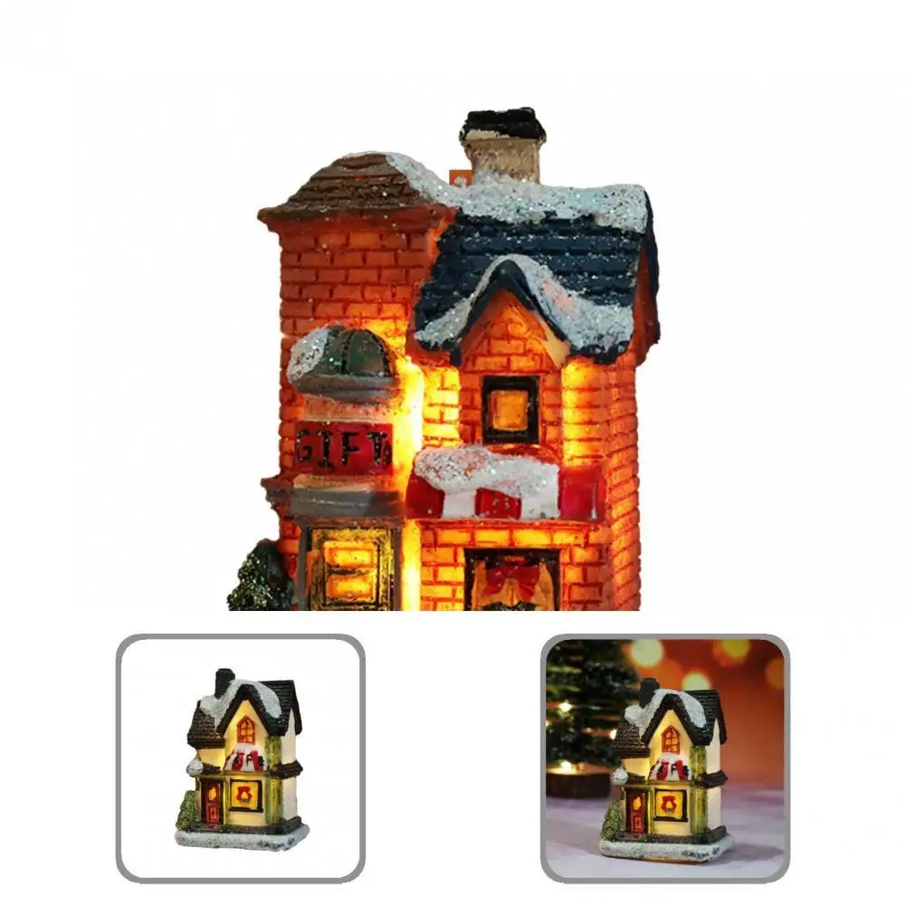 

Colourful 1Set Beautiful Christmas Light House Ornament Resin Christmas House Figurine Durable Holiday Decoration