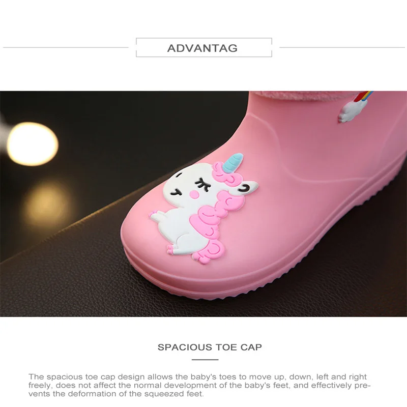 

Boys And Girls Rain Boots Non-Slip Plus Velvet Lining To Keep Warm Cartoon Cute Baby Rain Boots Rainy Baby Essential Rain Boots