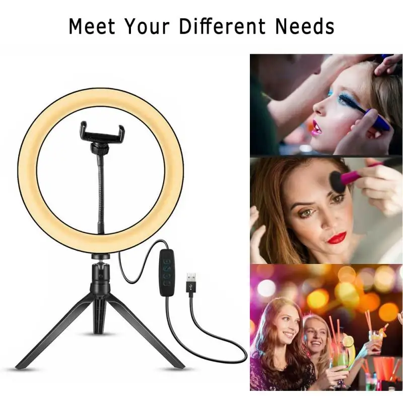 10 Inch LED Ring Light With Tripod Stand For IPhone Samsung Mobile Phone Mini Camera Holder Video Makeup Lighting | Электроника