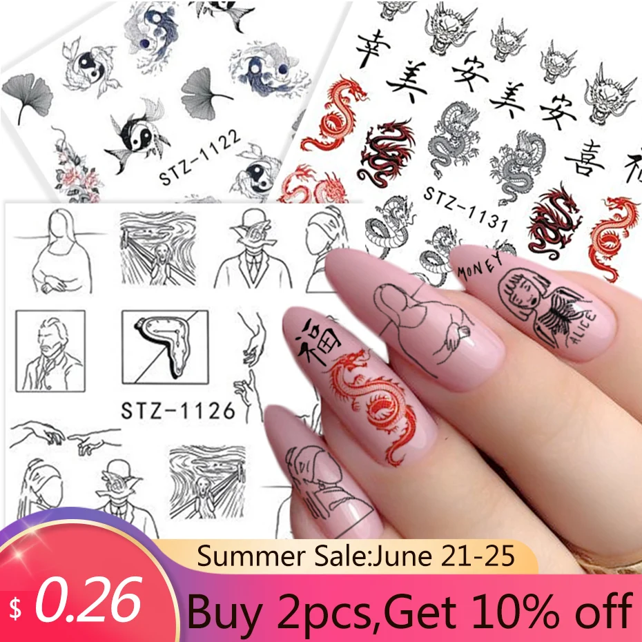 Черный наклейки для ногтей абстрактный образ женщин уход за кожей лица