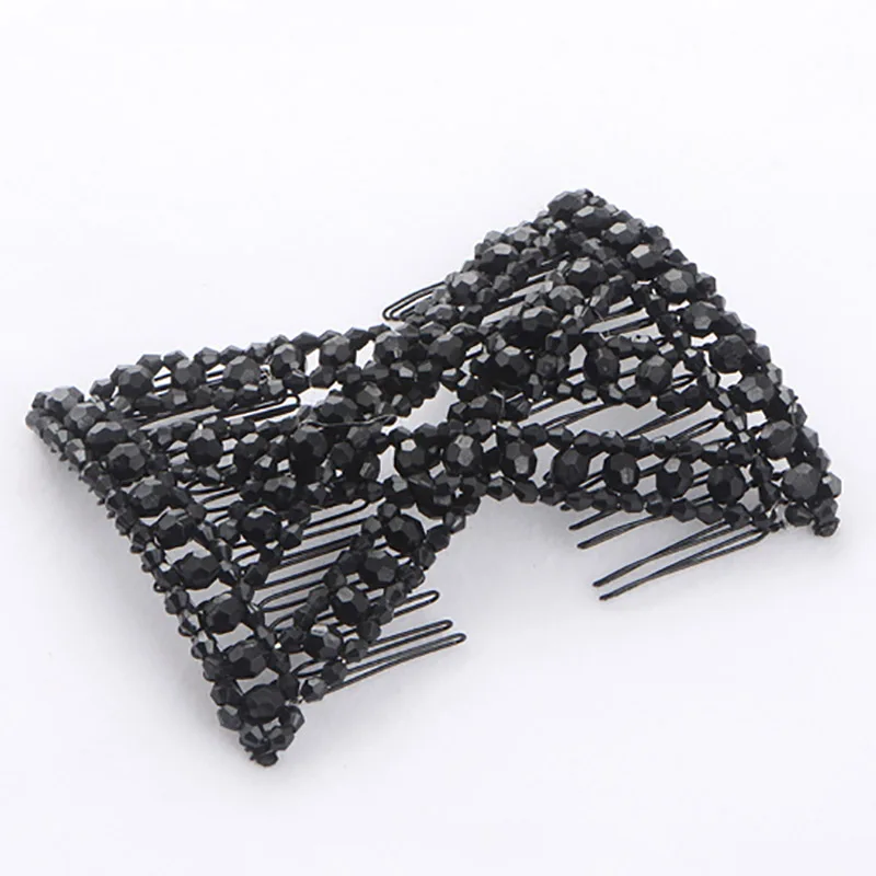 E Black DIY женские эластичные Волшебные волосы инструменты для волос бусины коготь зажим аксессуары жемчужные расчески для волос производитель волос винтажная булочка прическа Мода - Цвет: E Black
