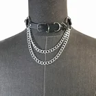 Женское Ожерелье-чокер из искусственной кожи, в стиле Харадзюку, в стиле панк-рок, готическое ожерелье, украшение для тела, ошейник с заклепками
