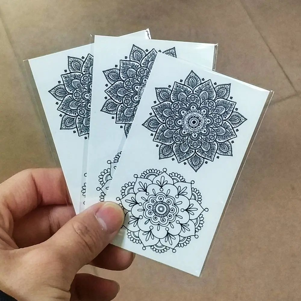 Водонепроницаемый временная татуировка Стикеры пикантные лотоса серьги Henna Mandala тотем татуировки золотого и серебряного Стикеры s флэш-тату поддельные татуировки для женщин и девушек - Цвет: 3 pieces