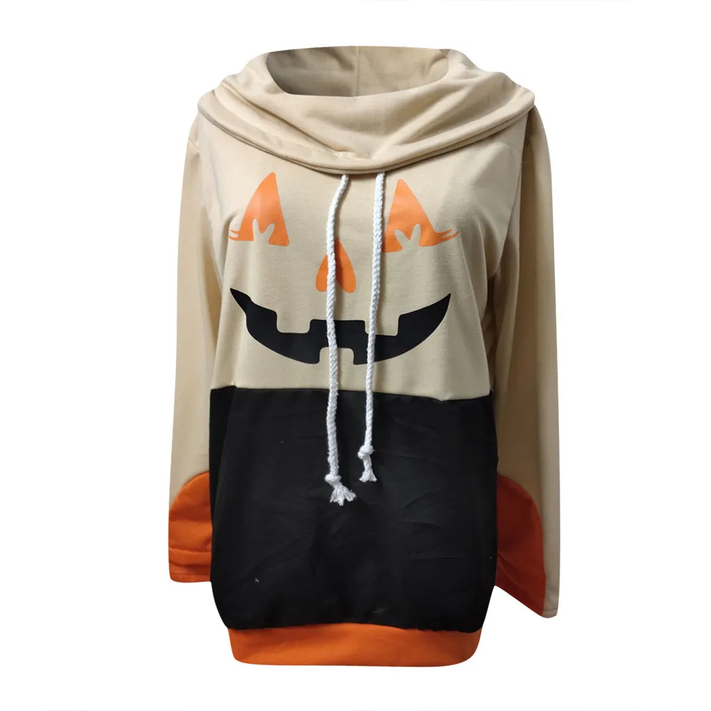 Women Halloween Print Long-sleeved Sweatshirt Casual Pullover Hoodie Streetwear Women Oversized Hoodies Sudaderas Con Capucha