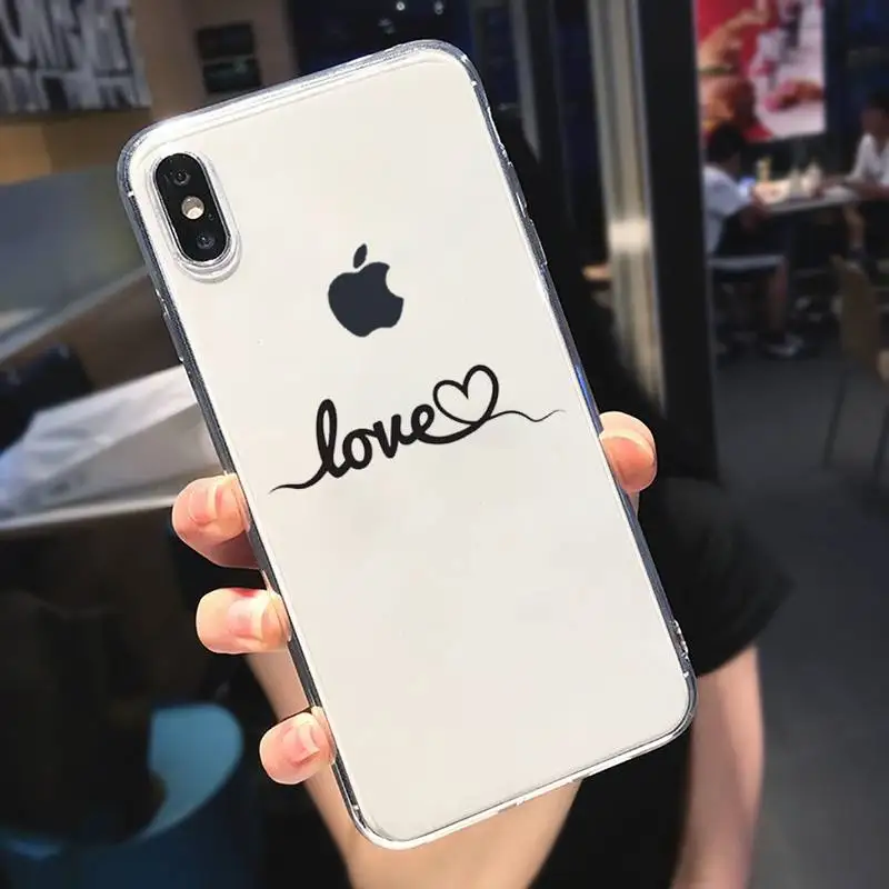 

Love Heart Letter art design lucury Phone Case cover Transparent for iPhone 6 7 8 11 12 s mini pro X XS XR MAX Plus
