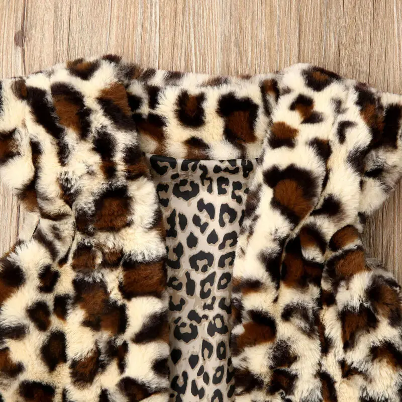 Cute Toddler Kids Baby Girl Warm Fuzzy Leopard Vest Fashion Sleeveless Coat Jacket Fur Waistcoat | Детская одежда и обувь