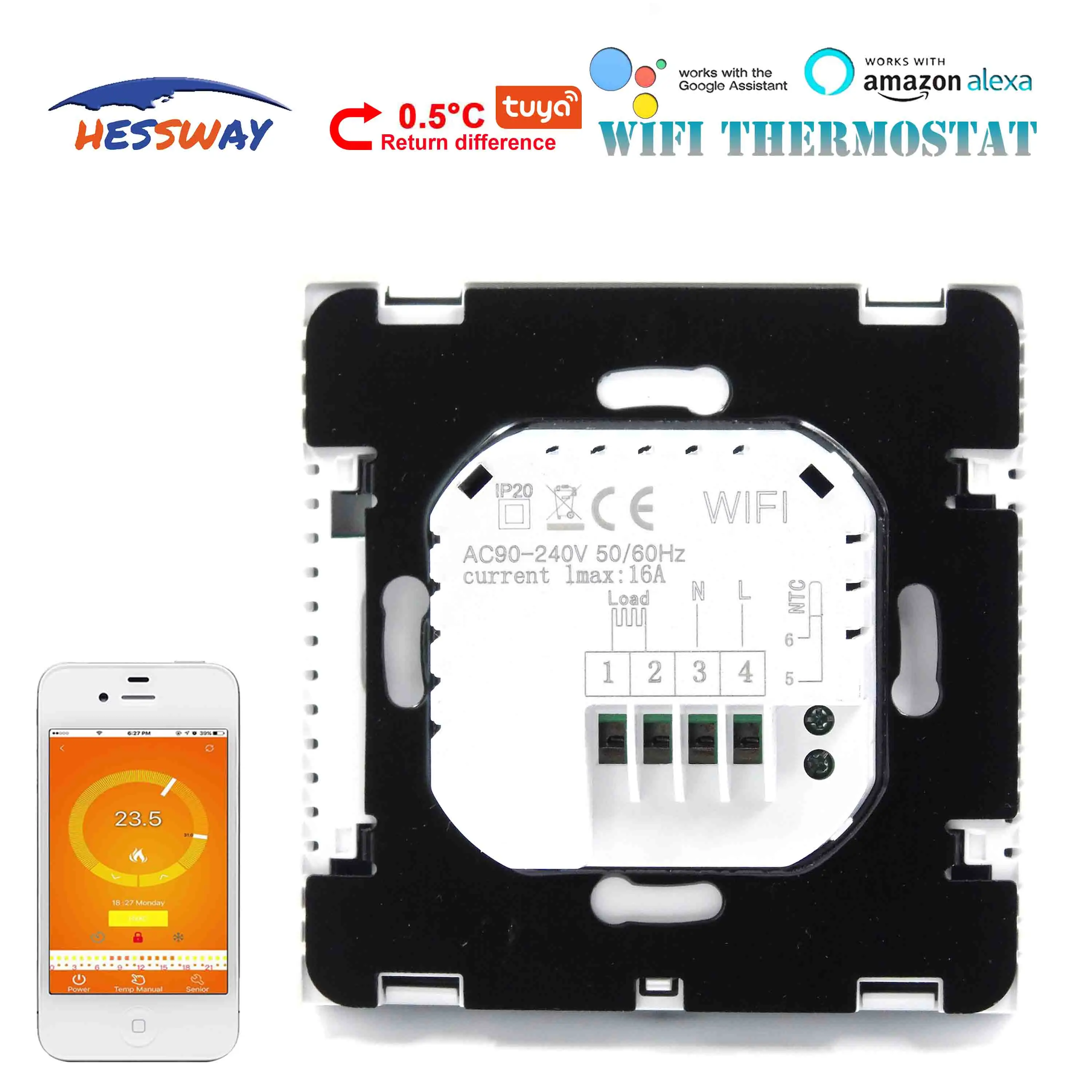 Нагревательный кабель HESSWAY 16 А Wi-Fi термостат для электрического пола | Канцтовары