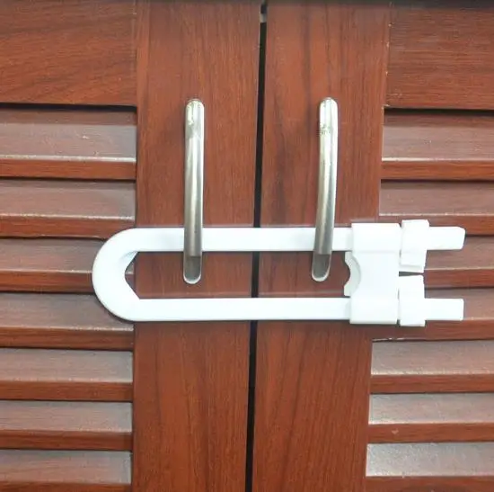 

High Quality Adjustable U-Shaped Lock Baby Safety Protection Kids Cabinet Doors Locks & Straps 10pcs/lot About 18.5*4.5 cm