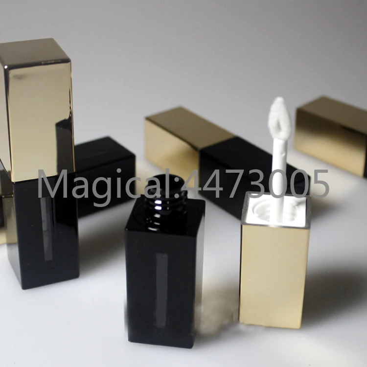 

50pcs/lot 4.5ML Square Graceful Lip Gloss Bottle with Gold Cap, DIY Plastic Empty Elegant Lipstick Refillable Beauty Makeup Tool