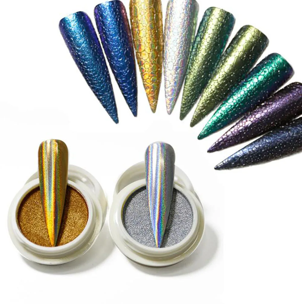 1 коробка зеркальный порошок для дизайна ногтей хромированный хамелеон