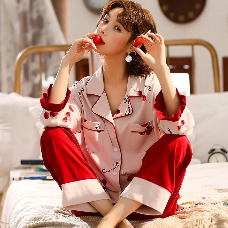 

Sets Women Large Size 3XL Pregnant Ulzzang Fashion Lovely Chic Spring Fall Femme Sleepwear Casual Soft Cute Lady Homewear Pajama